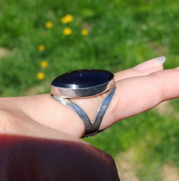 Black onyx sterling silver ring - new with tag - Picture 2 of 3